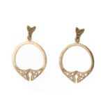 A 9ct gold pair of drop earrings, by Ola Gorie