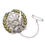 A gold enamel and diamond set Arab Legion brooch,