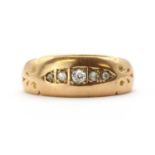 A 15ct gold five stone diamond ring,