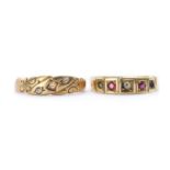 Two Victorian 18ct gold rings,