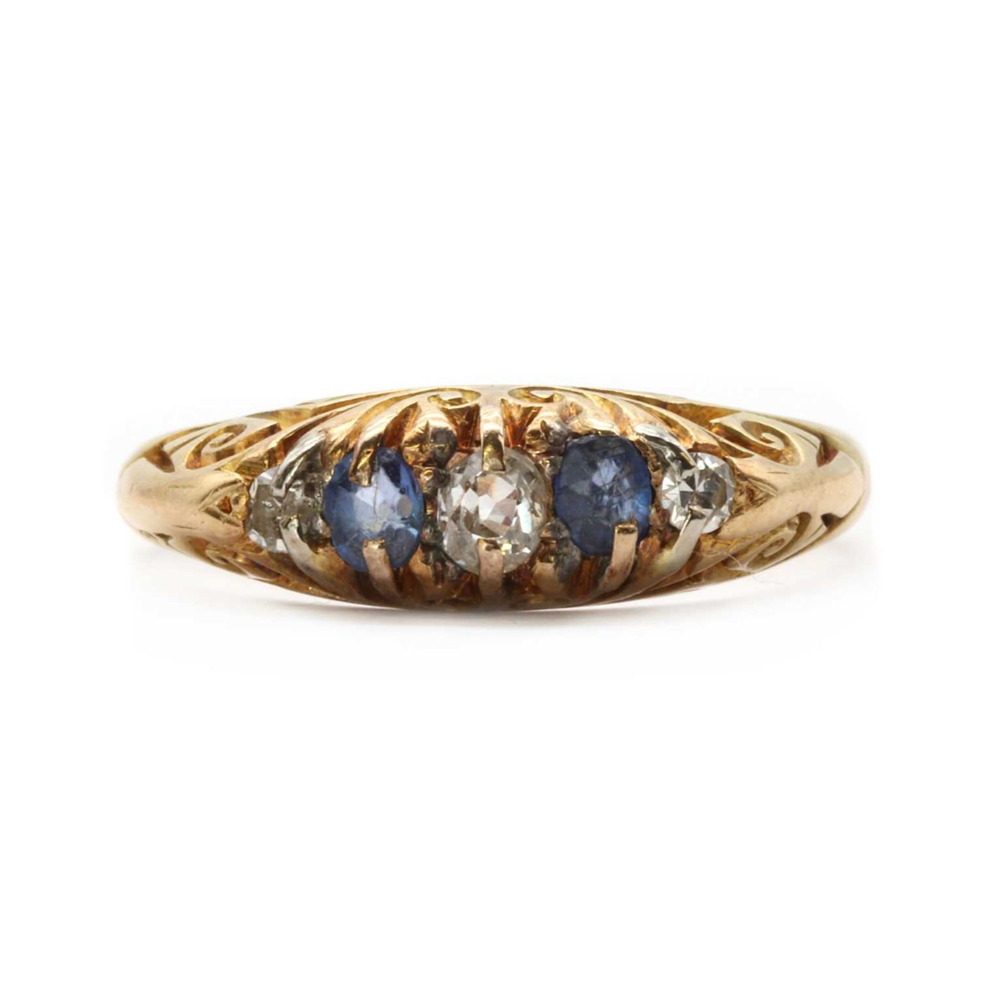 An Edwardian gold diamond and sapphire ring,
