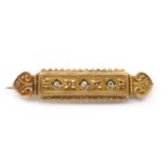 A Victorian gold diamond bar brooch,