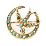 A gold swallow brooch, c1900,