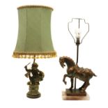 A gilt table lamp,