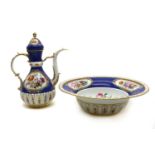 A Meissen style porcelain jug and bowl,