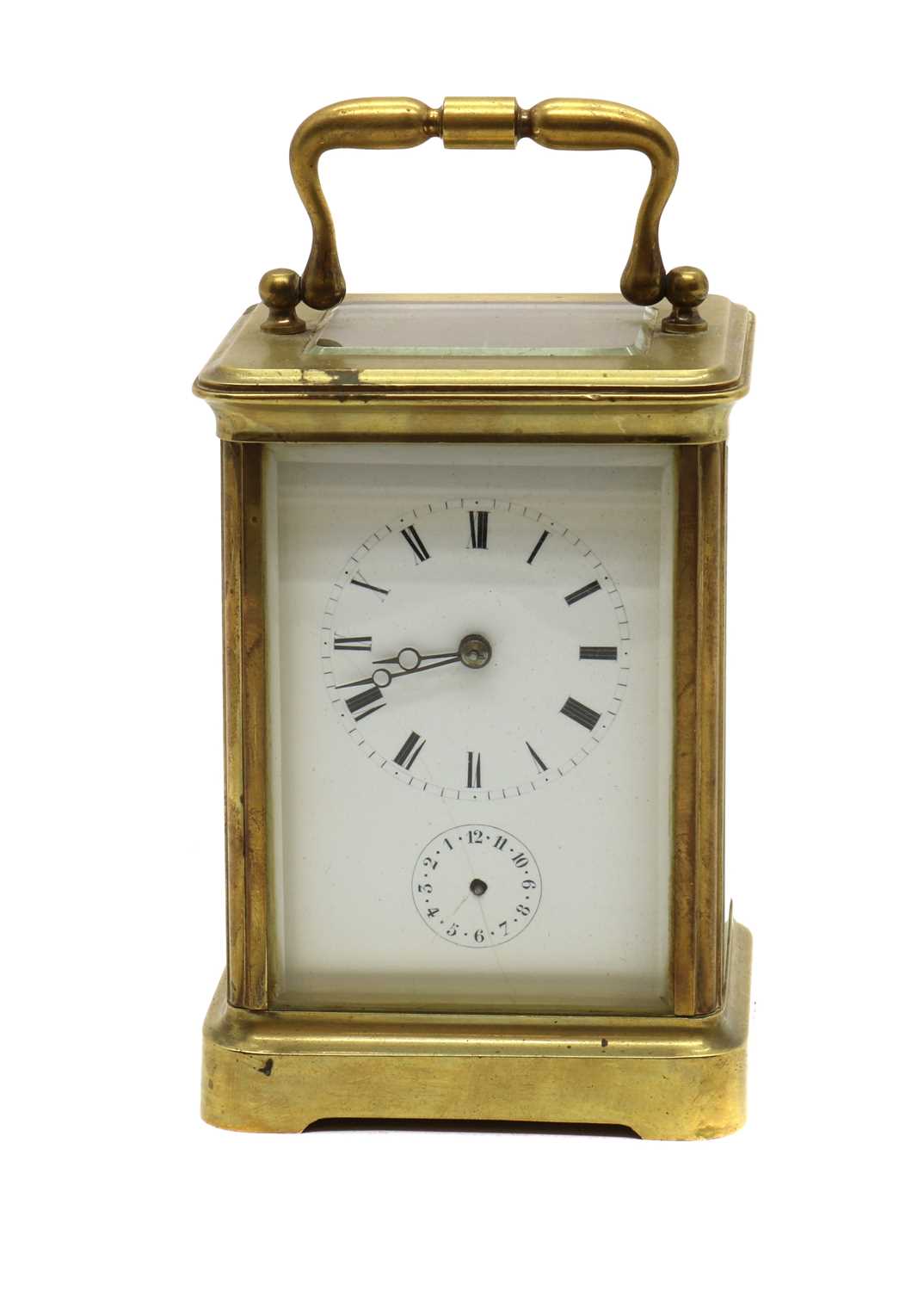 A brass carriage clock