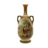 A Royal Worcester porcelain twin handle vase,