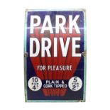 A Park Drive enamel advertising sign,