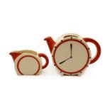 A Clarice Cliff 'Eight O'Clock' Bon Jour teapot,