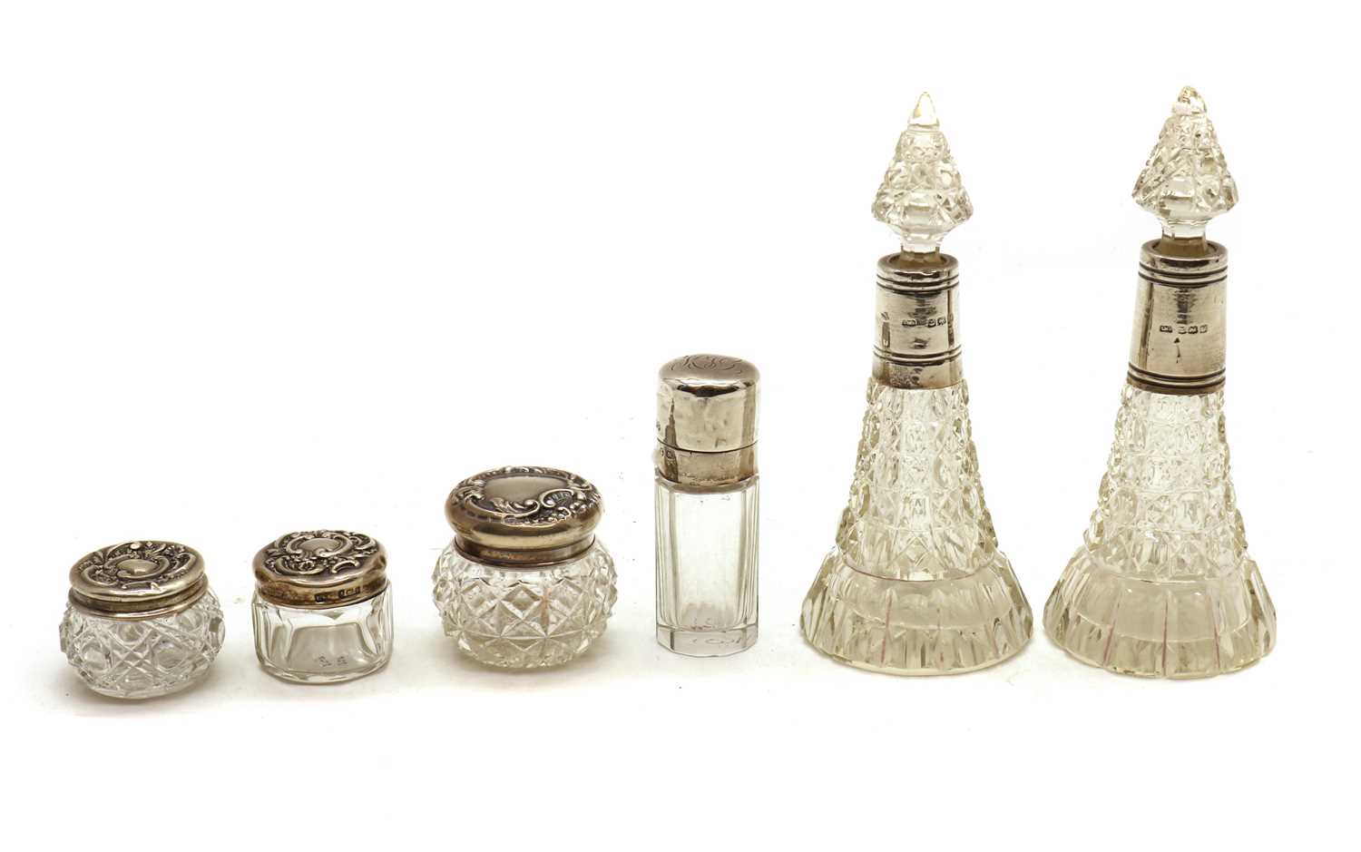 A collection of silver mounted cut glass dressing table bottles - Image 2 of 2