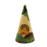 A Clarice Cliff 'Aurea' conical sugar sifter,