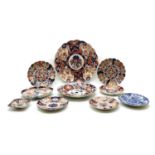 A collection of Japanese imari plates,