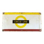 A double sided Circle Line enamel sign,