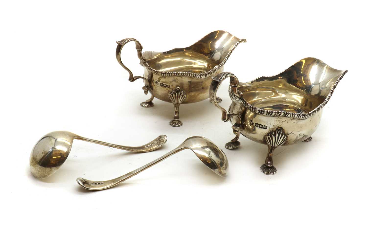 A pair of silver sauce boats, - Image 3 of 24