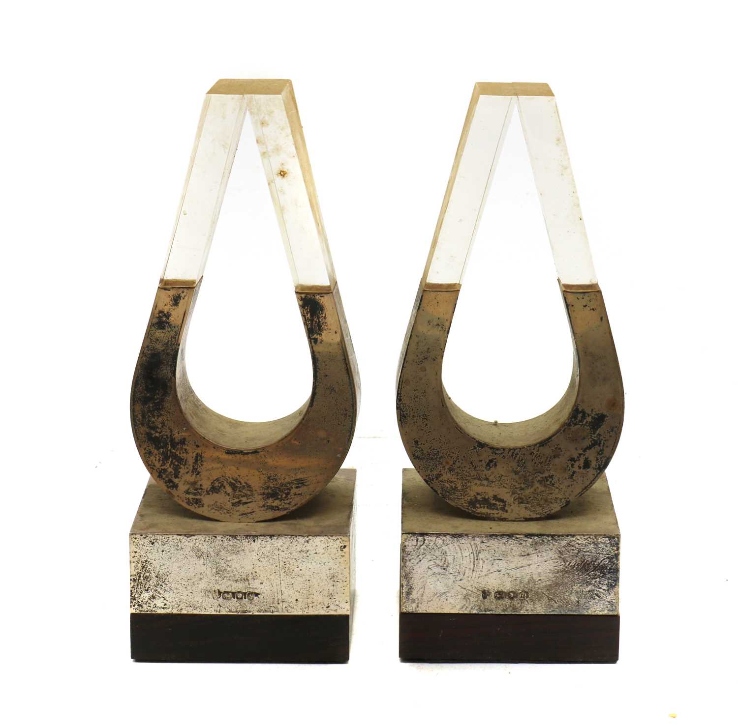 A pair of silver-mounted lucite trophies, - Image 2 of 2