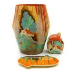 A Clarice Cliff 'Forest Glen' Bon Jour preserve pot,