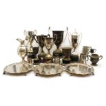 A collection of silver plated trophies,