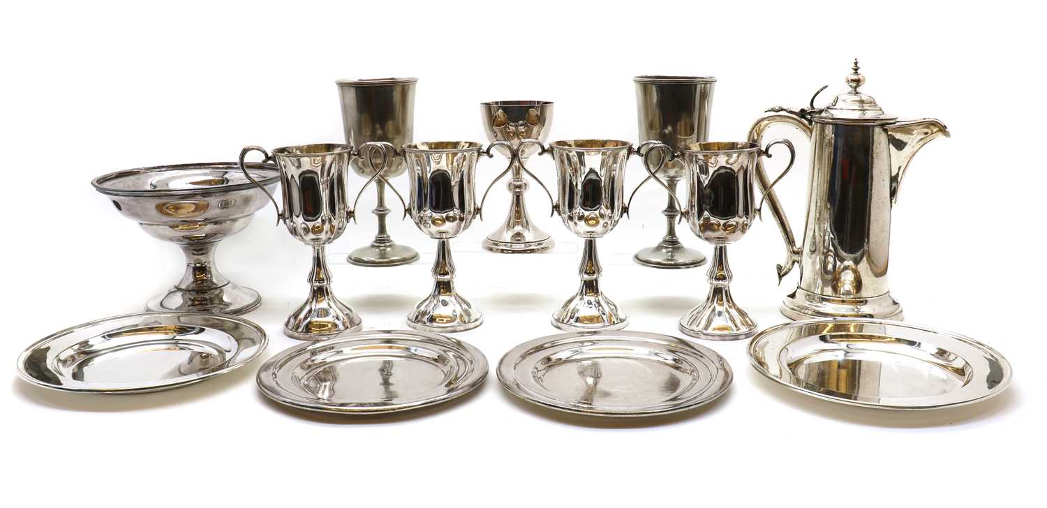 A collection of Ecclesiastical silver plated and EPBM items,