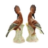 A pair of porcelain Hoopoe bird figures