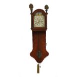A Dutch oak cased hooded drop dial wall clock,