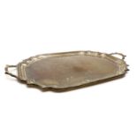 A silver twin handled tray,