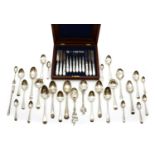 A collection of George III and later silver flatware,