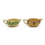 A pair of Clarice Cliff Lynton shape gravy boats,