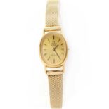 A ladies' gold plated Omega 'De Ville' quartz bracelet watch,