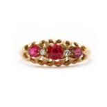 An 18ct gold synthetic ruby and diamond ring,