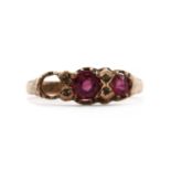 A 9ct gold garnet and diamond ring,