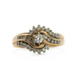 A 14ct gold diamond ring,