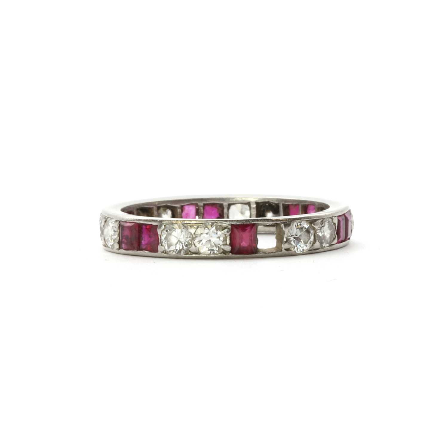 A synthetic ruby and diamond full eternity ring, - Image 2 of 3