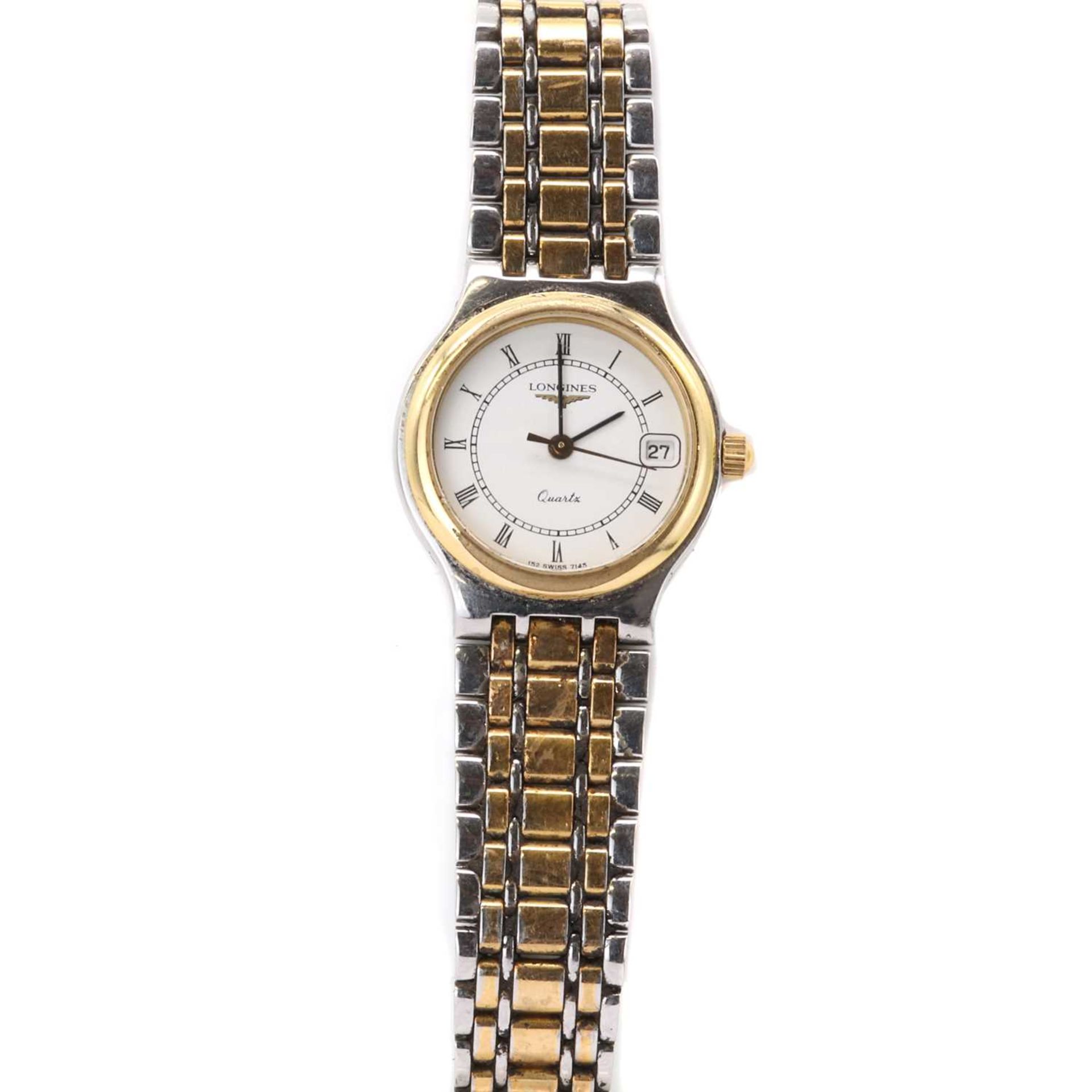 A ladies' bi-colour Longines 'Flagship' quartz bracelet watch,