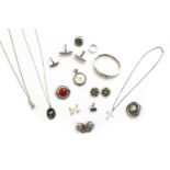 A collection of silver and costume jewellery,