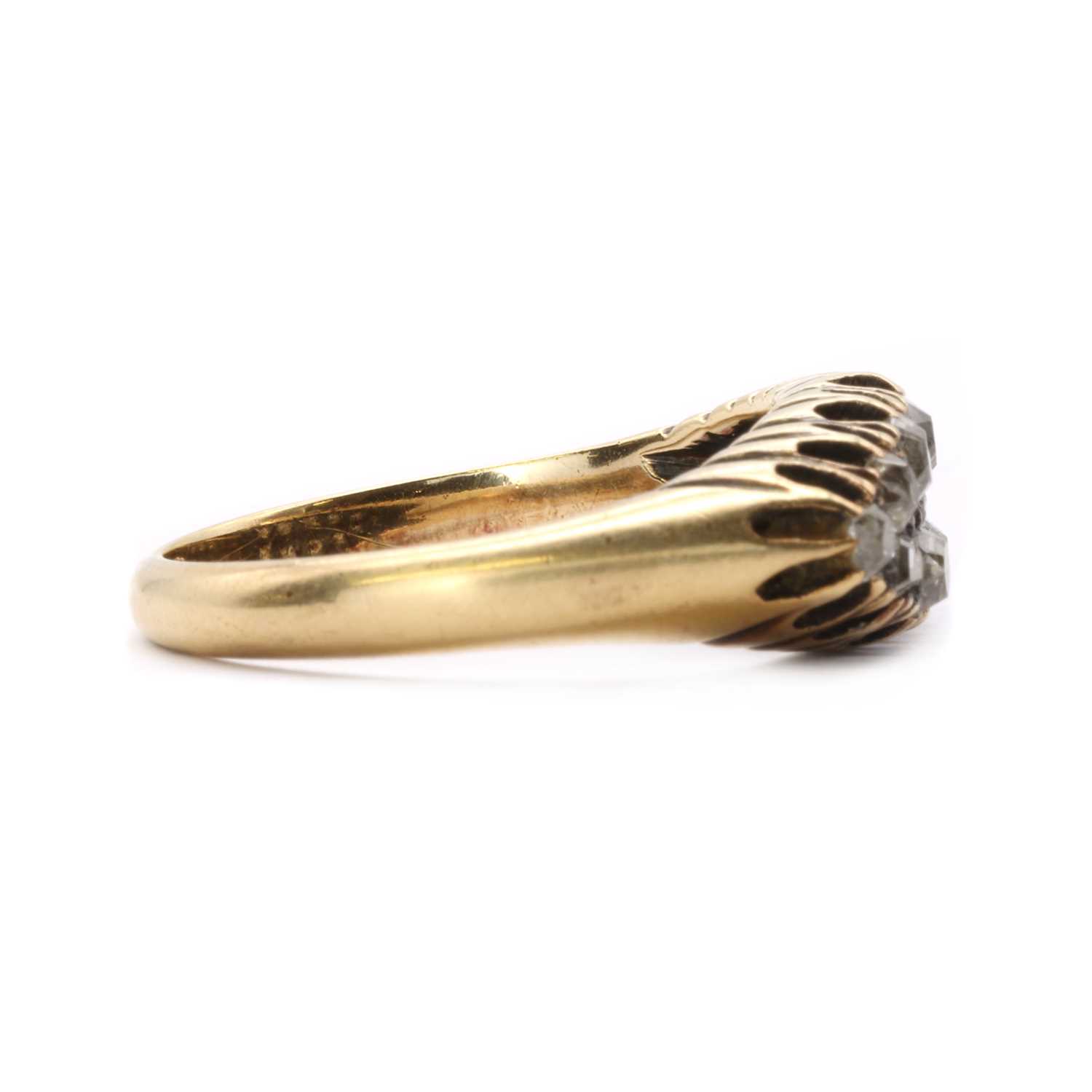 A gold boat shaped diamond ring, - Image 2 of 3