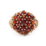 A 9ct gold garnet cluster ring,