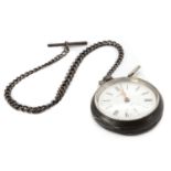 A sterling silver Waltham open faced key wind pocket watch,