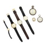 A collection of pocket and wrist watches,