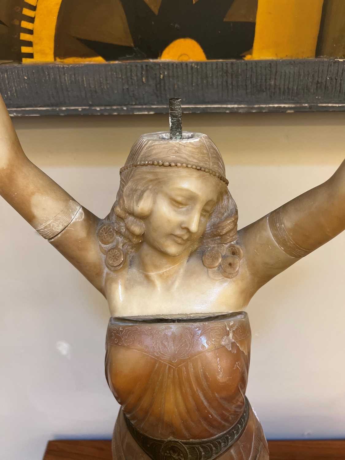 An Art Nouveau alabaster figural table lamp, - Image 3 of 12