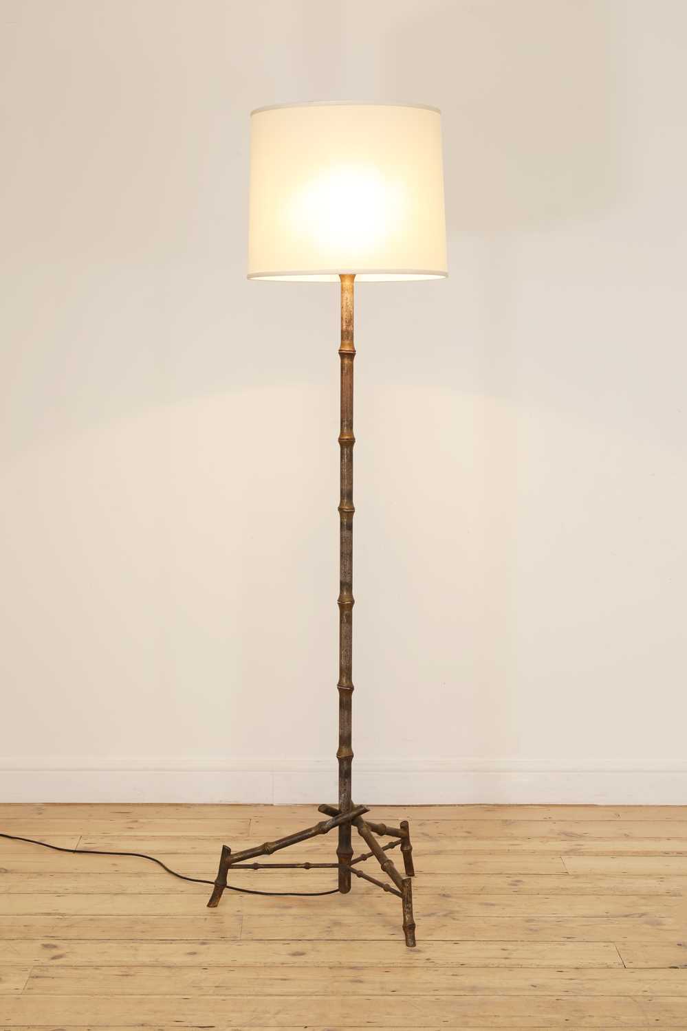 A French gilt-bronze faux bamboo floor lamp,