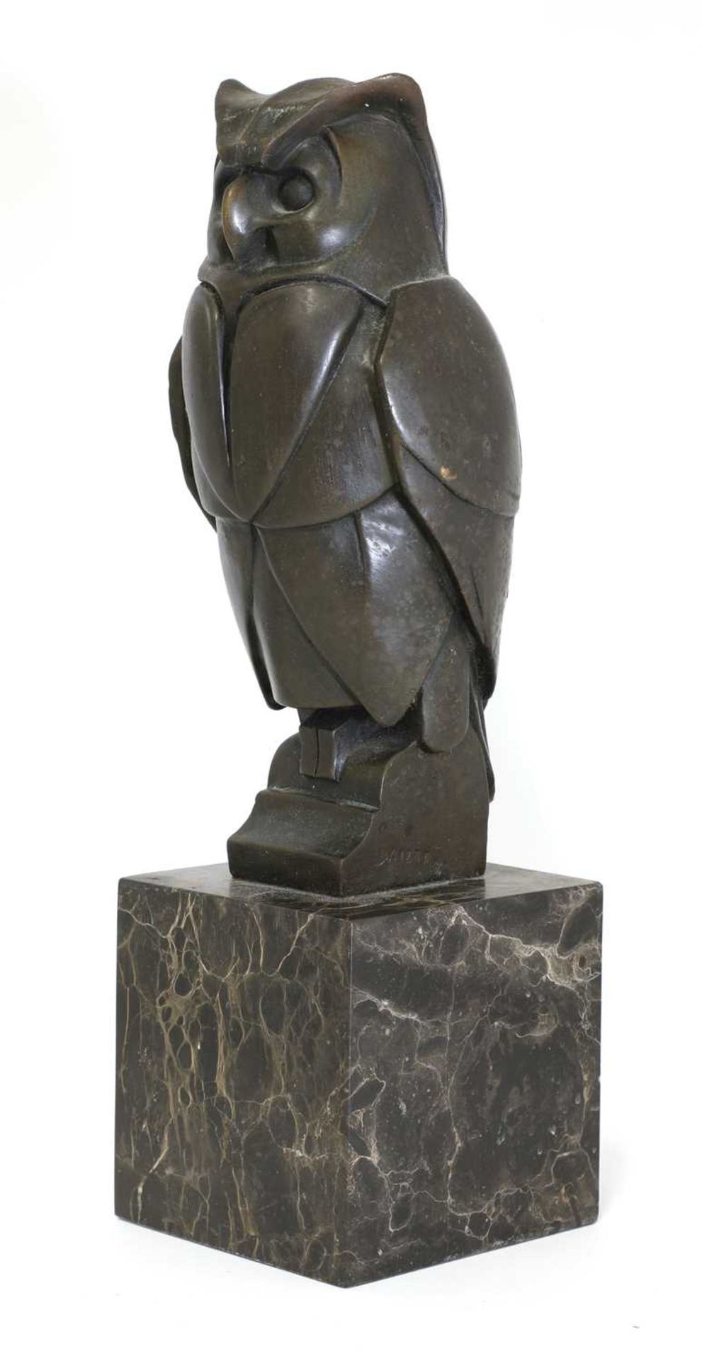 An Art Deco-style bronze owl,