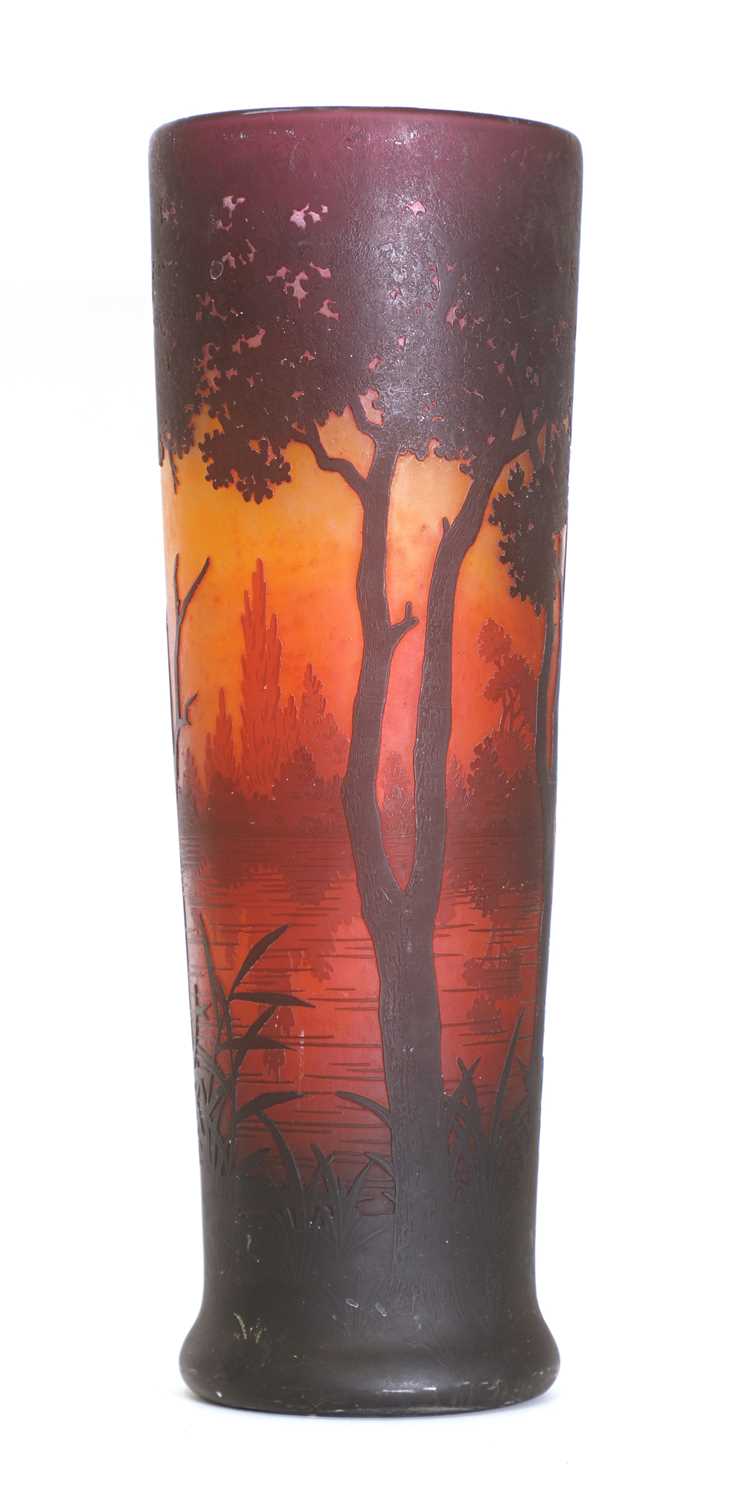 A Daum Nancy cameo glass sunset landscape vase, - Image 2 of 6