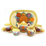 A Clarice Cliff 'Gayday' tea set for two,