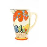 A Clarice Cliff ‘Devon’ Coronet shape water jug,