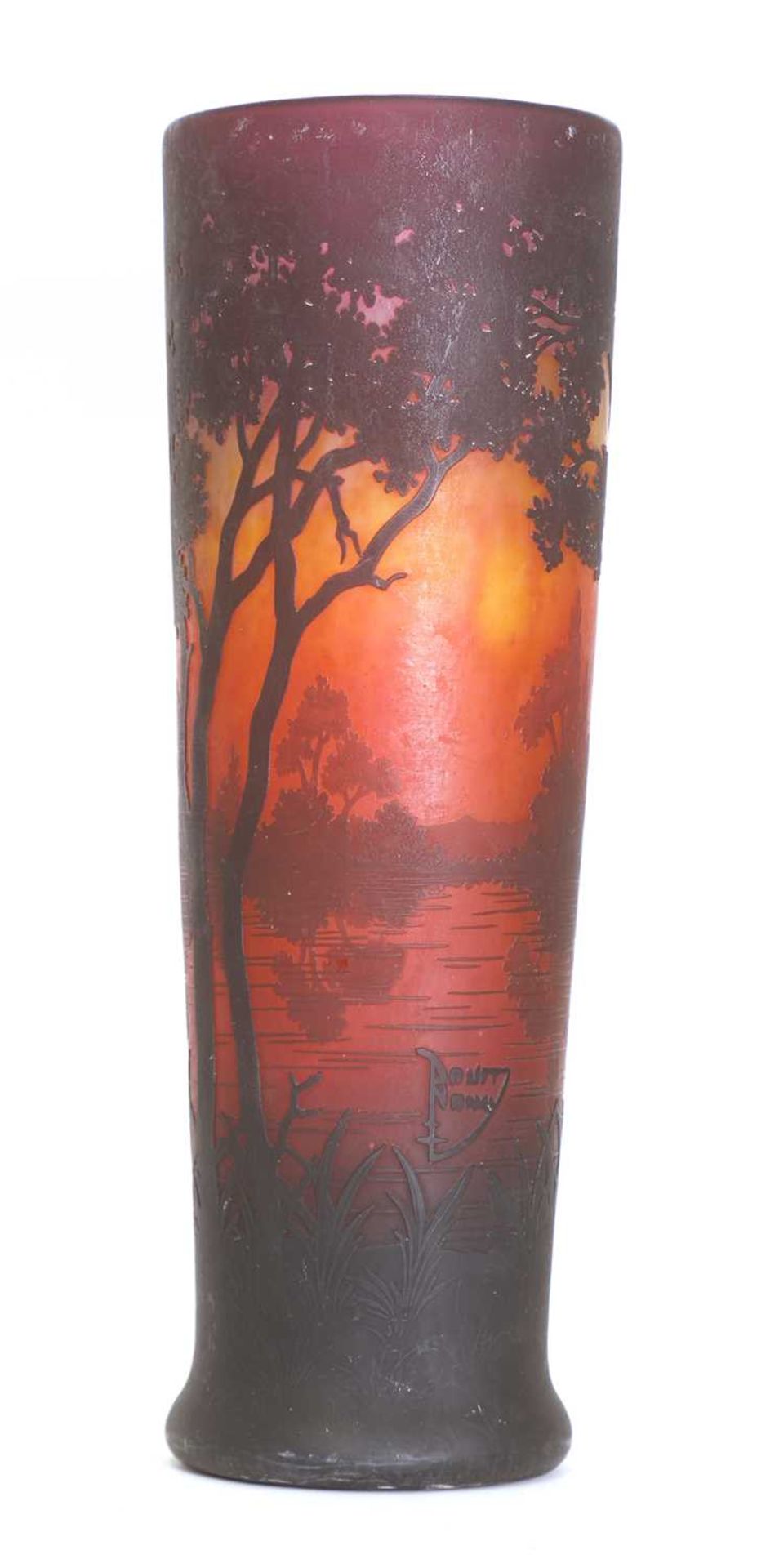 A Daum Nancy cameo glass sunset landscape vase, - Image 3 of 6