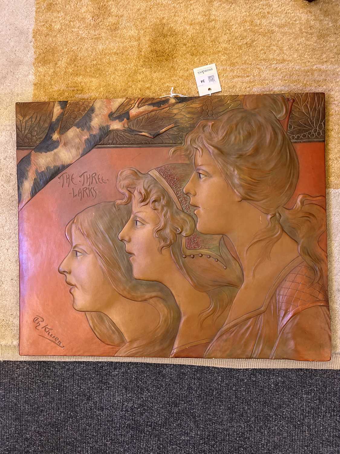 An Art Nouveau terracotta panel, - Image 8 of 8