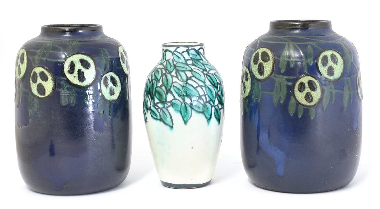 A pair of German Art Nouveau pottery vases, - Image 2 of 4