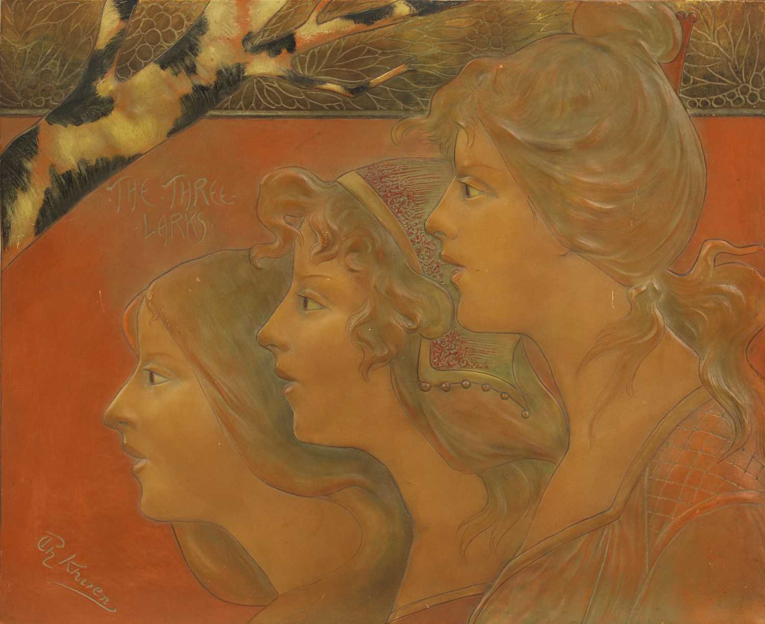 An Art Nouveau terracotta panel,