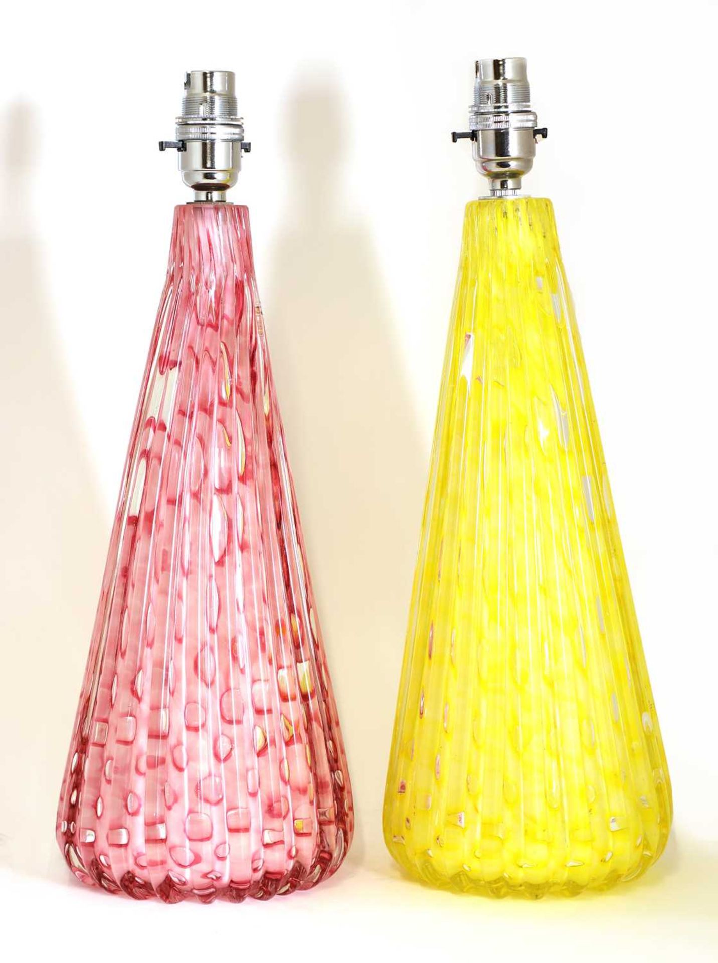 A pair of Italian Murano Sommerso glass table lamps,