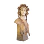 A Goldscheider terracotta bust of a girl,